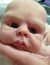 Load image into Gallery viewer, AWAKE Blank (unpainted) silicone head for cuddle baby doll in super soft blend with 3D skin effect