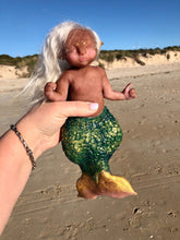 Load image into Gallery viewer, AVAILABLE Custom Awake Full body silicone mermaid baby 10" ( green tail)