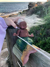 Load image into Gallery viewer, AVAILABLE Custom Awake Full body silicone mermaid baby 10" ( green tail)