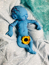 Load image into Gallery viewer, AVAILABLE Prototype Full body silicone fantasy baby Ana in soft blend, asleep, avatar inspired