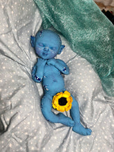 Load image into Gallery viewer, AVAILABLE Prototype Full body silicone fantasy baby Ana in soft blend, asleep, avatar inspired