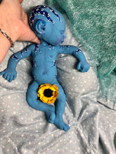 Load image into Gallery viewer, AVAILABLE Prototype Full body silicone fantasy baby Ana in soft blend, asleep, avatar inspired