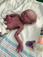 Load image into Gallery viewer, Prototype full body silicone baby girl Hope 12” (ultra premature baby) in Caucasian flocked colour in super soft platinum silicone