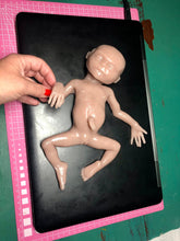 Load image into Gallery viewer, Blank (unpainted) full body silicone kit Hope 12” (baby girl) in Caucasian flocked colour in super soft platinum silicone