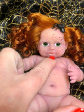 Load image into Gallery viewer, AVAILABLE prototype Little witch full body silicone baby Vikki 8” in soft blend #1 with 3D skin effect