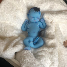 Load image into Gallery viewer, CUSTOM full body silicone mini kit Kenzo fantasy avatar inspired 8” in super soft blend (rooted)