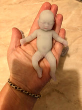 Load image into Gallery viewer, AVAILABLE Prototype full body silicone fantasy mini kit Milly 4.5” in super soft blend asleep bald