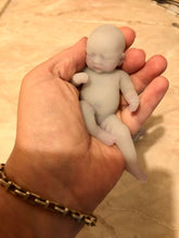Load image into Gallery viewer, AVAILABLE Prototype full body silicone fantasy mini kit Milly 4.5” in super soft blend asleep bald