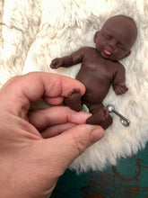 Load image into Gallery viewer, Custom AA full body silicone mini kit Jasmine 5” in super soft blend asleep bald