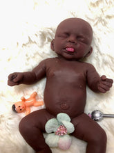 Load image into Gallery viewer, Custom AA full body silicone mini kit Jasmine 5” in super soft blend asleep bald