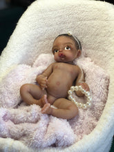 Load image into Gallery viewer, AVAILABLE full body silicone 10” doll Willow (with hair) in soft blend