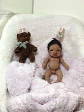 Load image into Gallery viewer, AVAILABLE full body silicone mini biracial doll Laney (with hair) in soft blend