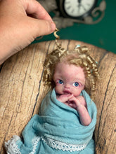 Load image into Gallery viewer, CUSTOM full body silicone 10” doll Willow (with long curly hair) in soft blend