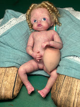 Load image into Gallery viewer, CUSTOM full body silicone 10” doll Willow (with long curly hair) in soft blend
