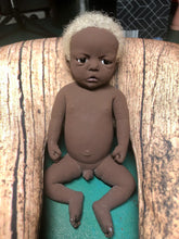 Load image into Gallery viewer, AVAILABLE full body silicone mini kit Kenzo 8” in super soft blend in AA skin colour, open eyes