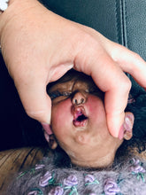 Load image into Gallery viewer, AVAILABLE full body silicone baby girl Nevaeh 17” in super soft blend, biracial skin tone, black rooted hair