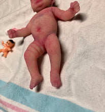 Load image into Gallery viewer, Prototype full body silicone mini kit Milly 4.5” in super soft blend asleep bald