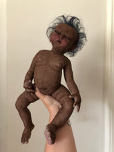 Load image into Gallery viewer, AVAILABLE full body silicone baby girl Nevaeh 17” in super soft blend, biracial skin tone, black rooted hair