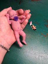 Load image into Gallery viewer, full body silicone mini kit Milly 4.5” in super soft blend asleep bald