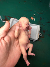 Load image into Gallery viewer, Custom full body silicone mini baby Lucas in soft blend asleep bald