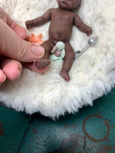 Load image into Gallery viewer, AVAILABLE AA full body silicone mini kit Milly 4.5” in super soft blend asleep bald