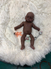 Load image into Gallery viewer, AVAILABLE AA full body silicone mini kit Milly 4.5” in super soft blend asleep bald
