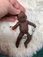 Load image into Gallery viewer, AVAILABLE AA full body silicone mini kit Milly 4.5” in super soft blend asleep bald