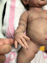 Load image into Gallery viewer, Custom full body silicone baby girl Rihanna (eyes closed), rooted