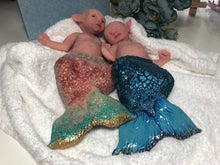 Load image into Gallery viewer, Custom Asleep Full body silicone mermaid baby 10" (blue tail)