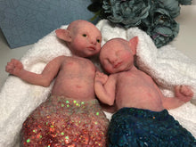 Load image into Gallery viewer, Custom Asleep Full body silicone mermaid baby 10" (blue tail)