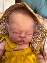 Load image into Gallery viewer, Award winning full body silicone baby girl Rihanna (eyes closed), ROOTED