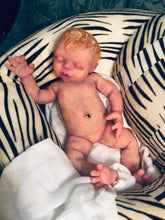 Load image into Gallery viewer, AVAILABLE Prototype full body silicone kit Prada 11.5” (baby girl) in super soft blend asleep in  super soft platinum silicone