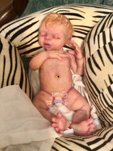 Load image into Gallery viewer, AVAILABLE Prototype full body silicone kit Prada 11.5” (baby girl) in super soft blend asleep in  super soft platinum silicone