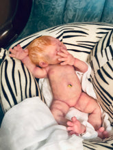 Load image into Gallery viewer, AVAILABLE Prototype full body silicone kit Prada 11.5” (baby girl) in super soft blend asleep in  super soft platinum silicone