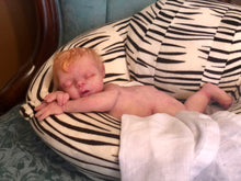 Load image into Gallery viewer, AVAILABLE Prototype full body silicone kit Prada 11.5” (baby girl) in super soft blend asleep in  super soft platinum silicone
