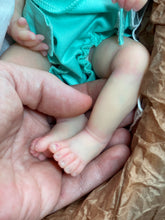 Load image into Gallery viewer, CUSTOM full body silicone 10” doll Willow (with long curly hair) in soft blend