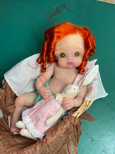 Load image into Gallery viewer, CUSTOM full body silicone 10” doll Willow (with long curly hair) in soft blend