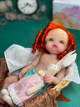 Load image into Gallery viewer, CUSTOM full body silicone 10” doll Willow (with long curly hair) in soft blend