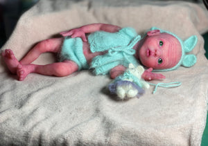 CUSTOM Prototype full body Silicone premature baby doll Amelia (baby girl ) in soft blend with armatures