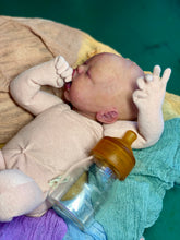 Load image into Gallery viewer, AVAILABLE PROTOTYPE silicone cuddle baby doll Romy soft blend platinum cure silicone WITH HAIR
