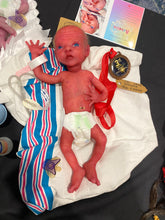 Load image into Gallery viewer, AVAILABLE AWARD WINNING Prototype full body Silicone premature baby doll Amelia (baby girl ) in soft blend with HAIR
