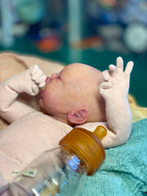 Load image into Gallery viewer, AVAILABLE PROTOTYPE silicone cuddle baby doll Romy soft blend platinum cure silicone WITH HAIR
