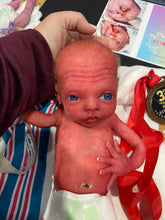 Load image into Gallery viewer, AVAILABLE AWARD WINNING Prototype full body Silicone premature baby doll Amelia (baby girl ) in soft blend with HAIR
