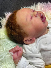 Load image into Gallery viewer, AVAILABLE silicone baby doll Romy soft blend platinum cure silicone WITH HAIR (Copy)
