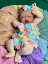 Load image into Gallery viewer, AVAILABLE PROTOTYPE silicone cuddle baby doll Romy soft blend platinum cure silicone WITH HAIR

