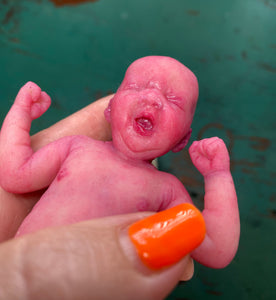 AVAILABLE full body silicone mini baby Lucas in soft blend asleep bald