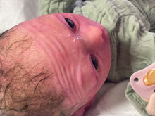 Load image into Gallery viewer, AVAILABLE PROTOTYPE silicone cuddle Ollie in soft blend with APPLIED (glued on) HAIR
