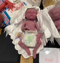 Load image into Gallery viewer, AVAILABLE Prototype full body silicone baby girl Hope 12” (ultra premature baby) in super soft platinum silicone, rooted
