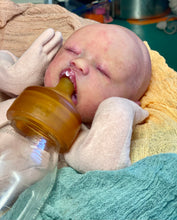 Load image into Gallery viewer, AVAILABLE PROTOTYPE silicone cuddle baby doll Romy soft blend platinum cure silicone WITH HAIR
