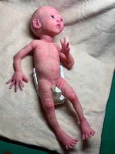 CUSTOM Prototype full body Silicone premature baby doll Amelia (baby girl ) in soft blend with armatures